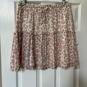 NWT Sanctuary leopard print, lightly pleated mini skirt, elastic waist w tie